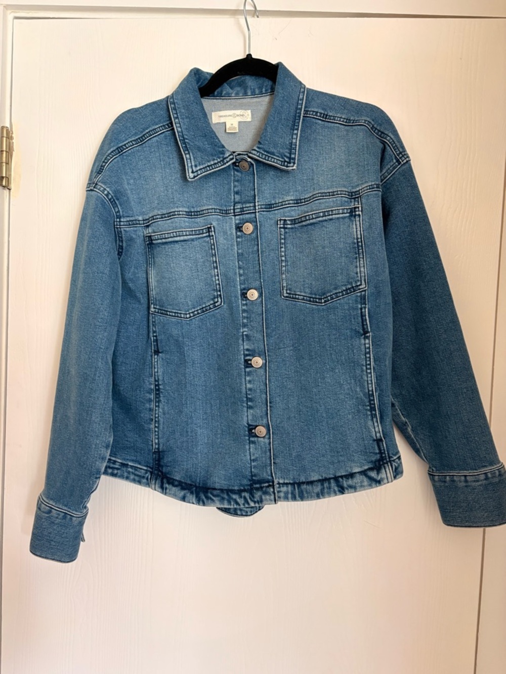 Treasure & Bond Medium Blue Denim Jacket with Back Pleat